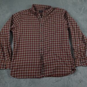 Fish Hippie Shirt Mens XXL Brown Plaid Button Down Flannel Casual Preppy